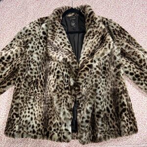 Zara Animal Print Teddy Jacket